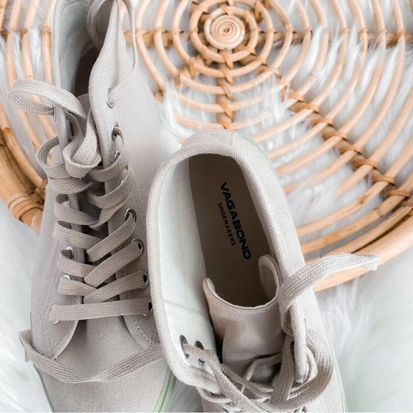 Vagabond Teddie Khaki Trainers High Top Sneakers Lace Up Beige Tan Platform - Picture 11 of 16